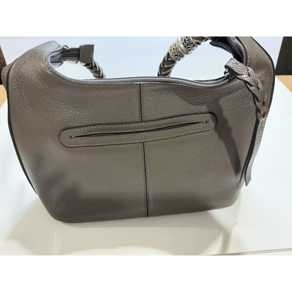 Brighton Bellaire Hobo Pebbled Sable Leather Purse w/Silver on Handles & Dustbag